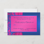 Cobalt en Fuchsia Damast RSVP-kaart RSVP Kaartje (Achterkant)