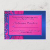Cobalt en Fuchsia Damast RSVP-kaart RSVP Kaartje (Achterkant)