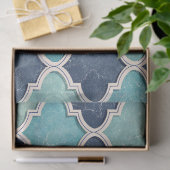 Cobalt en Teal Vierblad - Mediterraan Mozaïek Tissuepapier (Geschenk)