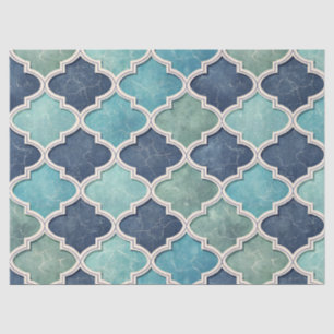 Cobalt en Teal Vierblad - Mediterraan Mozaïek Tissuepapier