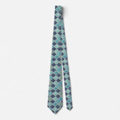 Cobalt en Teal Vierblad - Mediterraans Mozaïek Stropdas (Voorkant)