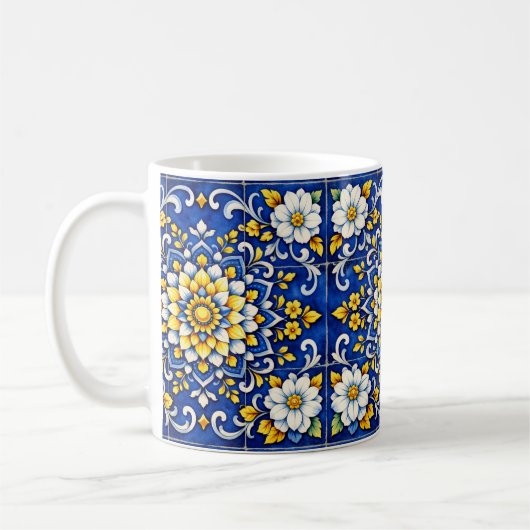Cobalt Garden Glow Tegel Koffiemok (Links)