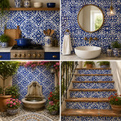 Cobalt Heritage Classic Blue and White Geometric Tegeltje