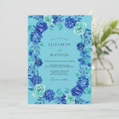Cobalt Hydrangea Bladrijke Bruiloft Kaart (Staand voorkant)
