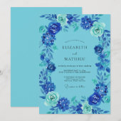 Cobalt Hydrangea Bladrijke Bruiloft Kaart (Voorkant / Achterkant)