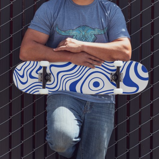 Cobalt Hyper Blau Psychedelische Golven Persoonlijk Skateboard (Buiten 3)