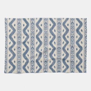 Cobalt Ikat, Crème geweven streep Theedoek