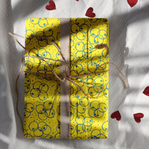 Cobalt Krabbel Ringen – modern patroon Inpakpapier Vel