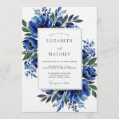 Cobalt Lush Blossom Wedding Kaart (Voorkant)