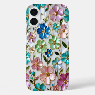 Cobalt Mint Bloem Glas-in-Lood Hoesje