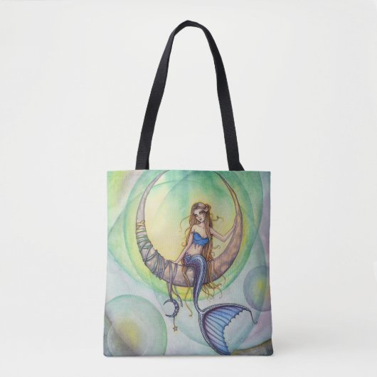 Cobalt Moon Mermaid Fantasy Art Canvas tas (Voorkant)