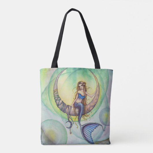 Cobalt Moon Mermaid Fantasy Art Canvas tas (Achterkant)