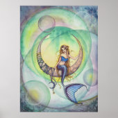 Cobalt Moon Mermaid Mystical Fantasy Art Poster (Voorkant)