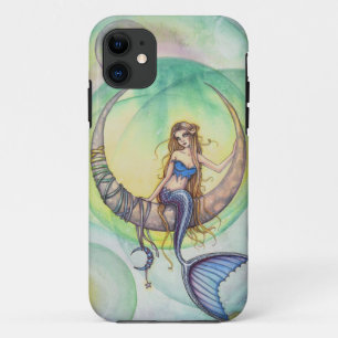 Cobalt Moon Watercolor Zeemeermin Kunst Illustrati Case-Mate iPhone Case