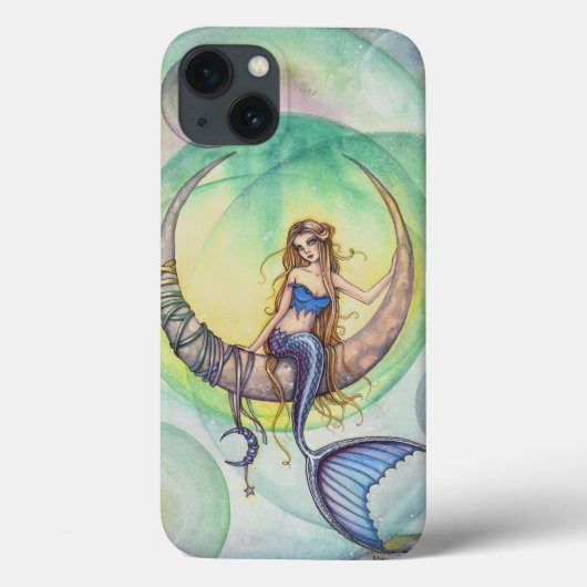 Cobalt Moon Waterverf Mermaid Art Illustratie Case-Mate iPhone Case (Achterkant)