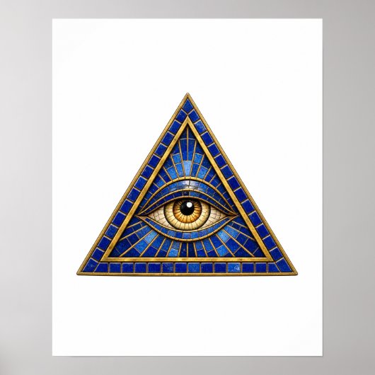 Cobalt Mozaïek Oog Poster (Voorkant)