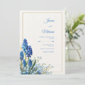 Cobalt Muscari Gold Frame Textured Background Kaart (Staand voorkant)