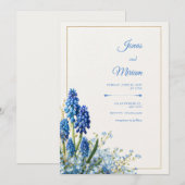 Cobalt Muscari Gold Frame Textured Background Kaart (Voorkant / Achterkant)
