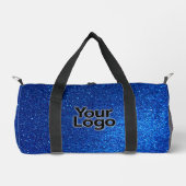 Cobalt Navy Blue Glitter Luxe Zakelijke Logo Plunjezak (Voorkant)