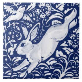 Cobalt Navy Blue Rabbit Bird Dedham Delft Morris Tegeltje