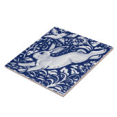 Cobalt Navy Blue Rabbit Bird Dedham Delft Morris Tegeltje (Zijkant)