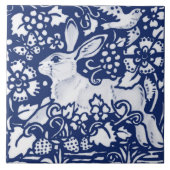 Cobalt Navy Blue Rabbit Bunny Dedham Delft Morris Tegeltje (Voorkant)