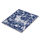 Cobalt Navy Blue Rabbit Bunny Dedham Delft Morris Tegeltje (Zijkant)