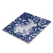 Cobalt Navy Blue Rabbit Bunny Dedham Delft Morris Tegeltje (Zijkant)
