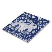 Cobalt Navy Blue Rabbit Bunny Dedham Delft Morris Tegeltje (Zijkant)
