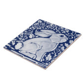 Cobalt Navy Blue Rabbit Chinoiserie Dedham Delft Tegeltje (Zijkant)