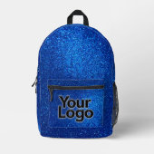 Cobalt Navy Blue Sparkly Glitter Professional Logo Bedrukte Rugzak (Voorkant)