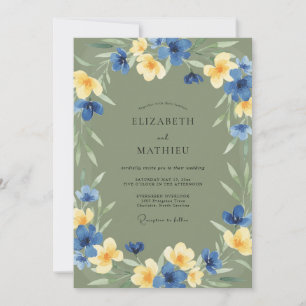Cobalt Okergel Bruidsbloemen Kaart