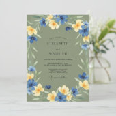 Cobalt Okergel Bruidsbloemen Kaart (Staand voorkant)