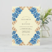 Cobalt Ranunculus Eucalyptus Bruiloft Kaart (Staand voorkant)
