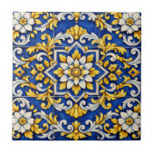 Cobalt Scrollwork Medallion Tegel Tegeltje (Voorkant)