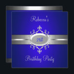 Cobalt Silver Jewel 21st Elegant Birthday Party Kaart<br><div class="desc">Fantastische Elegant Events for Women,  Girls,  Party Invites voor alle leeftijden,  pas je aan op de leeftijd die je wilt! 21e uitnodiging van de Birthday Party, </div>