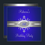 Cobalt Silver Jewel 21st Elegant Birthday Party Kaart<br><div class="desc">Fantastische Elegant Events for Women,  Girls,  Party Invites voor alle leeftijden,  pas je aan op de leeftijd die je wilt! 21e uitnodiging van de Birthday Party, </div>
