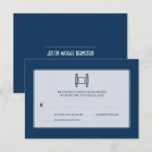 Cobalt Simple Torah Bar Mitzvah RSVP Kaartje (Voorkant / Achterkant)