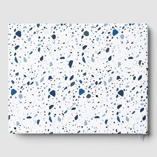 Cobalt Stone Blau Terrazzo Patroon Trouw Gastenboek (Achterkant)