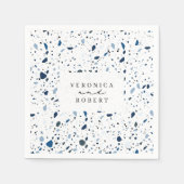 Cobalt Stone Blue Terrazzo Wedding Servet (Voorkant)