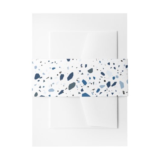 Cobalt Stone Blue Terrazzo Wedding Uitnodigingen Wikkel (Voorkant Voorbeeld)