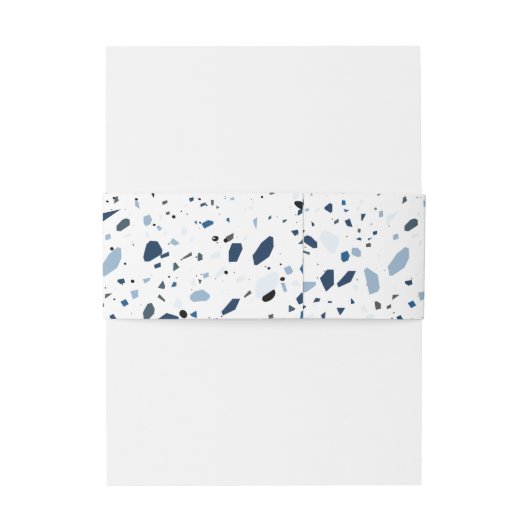 Cobalt Stone Blue Terrazzo Wedding Uitnodigingen Wikkel (Achterkant Voorbeeld)