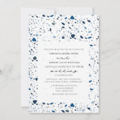 Cobalt Stone Terrazzo Modern Wedding Kaart (Voorkant)