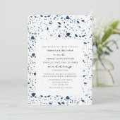 Cobalt Stone Terrazzo Modern Wedding Kaart (Staand voorkant)