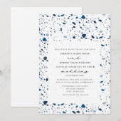 Cobalt Stone Terrazzo Modern Wedding Kaart (Voorkant / Achterkant)