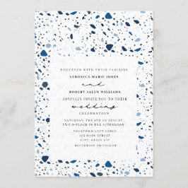Cobalt Stone Terrazzo Modern Wedding Kaart