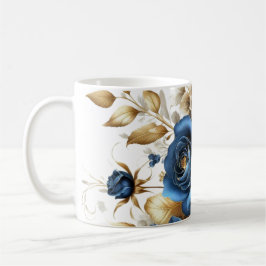 Cobalt White Flowers Koffiemok
