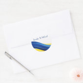 Cobaltblauw en citroengele bruiloft ronde sticker (Envelop)