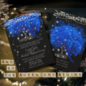 Cobaltblauwe Hartblad Boom Bruiloft Kaart