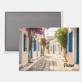 Cobblestone straat in Paros Griekenland Eiland Rei Magneet (Voorkant / Achterkant)